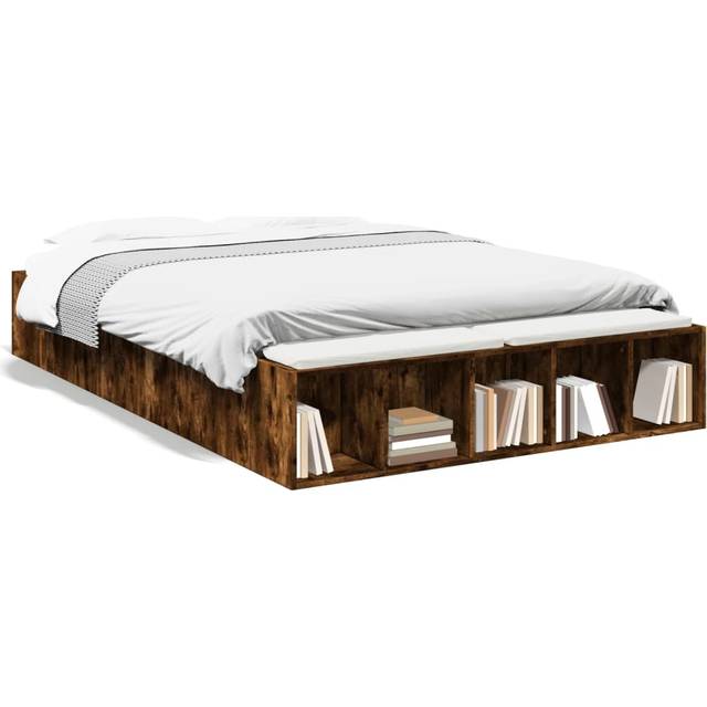 vidaXL Bed Frame Home Bed Base Bedstead Smoked Oak 120x200 cm Engineered Wood