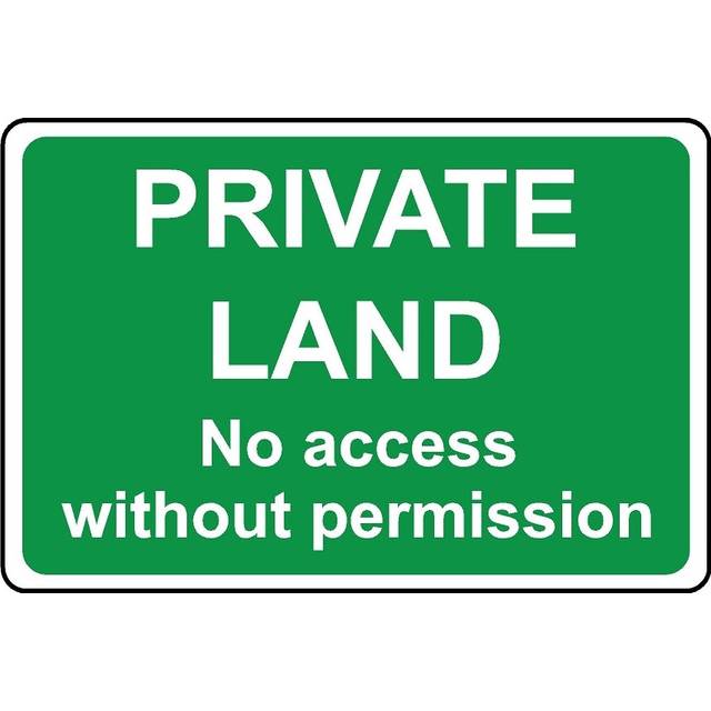 Private land no access without permission safety sign - 3mm Aluminium sign - 600mm x 400mm
