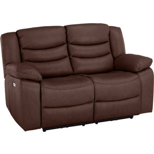 Tan Leather Sofas - 2 Seater Electric Recliner Sofa - Marlow Range - Oak Furnitureland