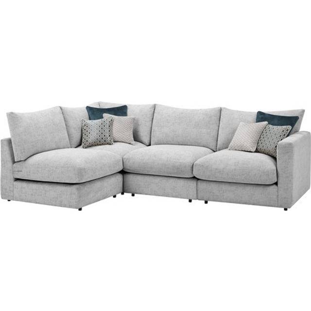 Silver Fabric Sofas - Modular 4 Seat Right Hand Corner Sofa - Malvern Range - Oak Furnitureland
