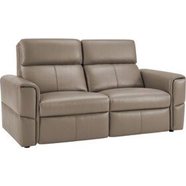 Taupe Leather Sofas - Modular 2 Seat Static Sofa - Samson Range - Oak Furnitureland