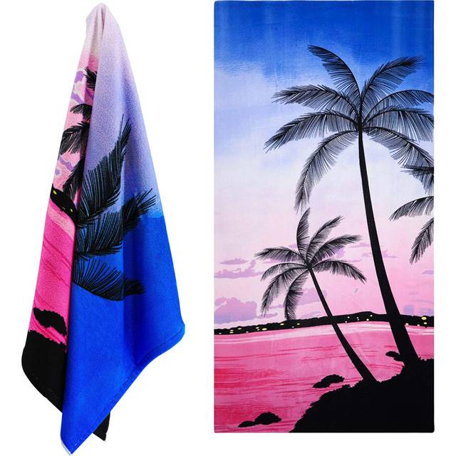 (Sunset) GEEZY Large Microfibre Beach Bath Towel Sports Travel Camping Gym Lightweight