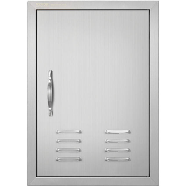 VEVOR BBQ Access Door  17W x 24H Inch Single Outdoor Kitchen Door  Stainless Steel Flush Mount Door  Wall Vertical Door with Handle  Vents and Hook  f