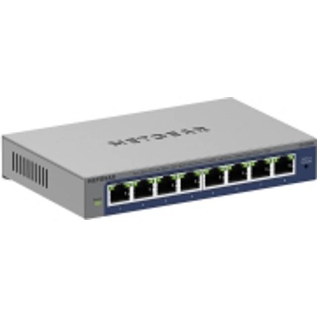 Netgear (GS108EV4) smart hanterad gigabit switch med 8 portar (upp till 2 000 Mbps, plug-and-play, VLAN, QoS, IGMP snooping, fläktlös, metallchassi)