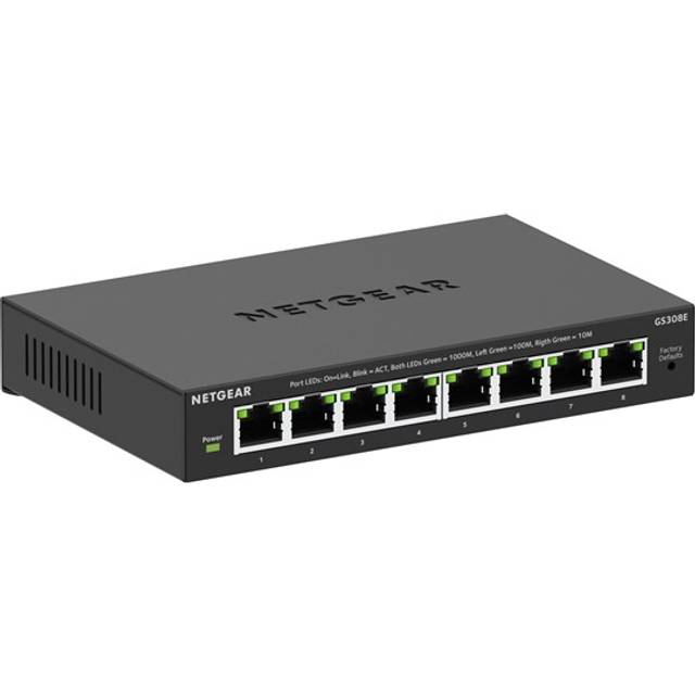 NETGEAR Gigabit Ethernet Plus-switch med 8 portar (GS308E) stationär eller väggmontering, tyst drift