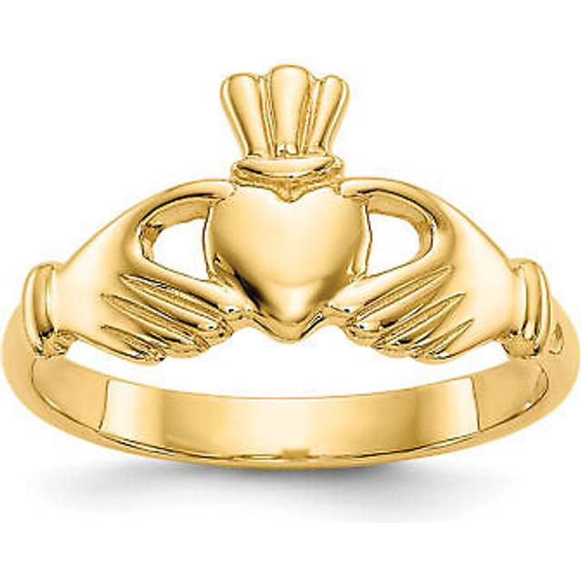 Quality Gold R123 14K Yellow Gold Polished Claddagh Ring - Size 6.75