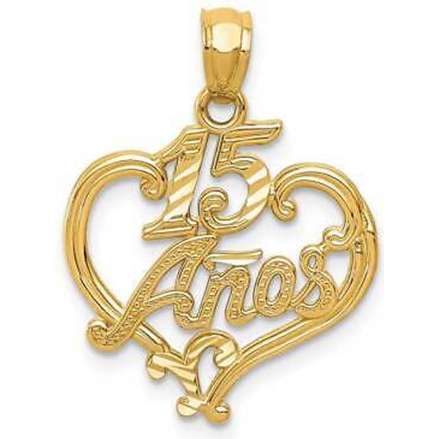 Quality Gold C2969 14K Diamond-cut 15 Anos Heart Pendant