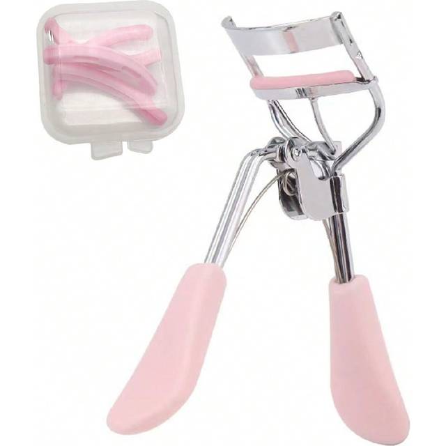 SHEIN 1pc Macaron Colored Eyelash Curler + 4pcs Rubber Pads (Boxed), Replacement Rubber Pads, Stainless Steel Curler Handle, Eye Makeup Lash Curling Tool, F