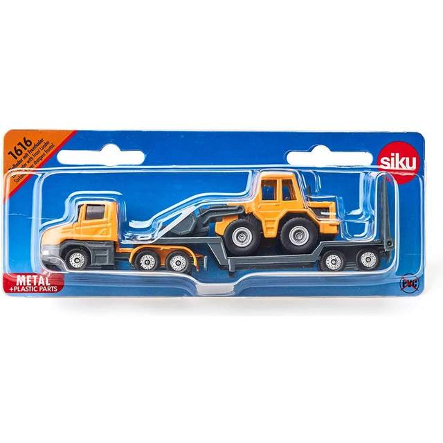 Siku 1616 Scania Tieflader mit Frontlader melonengelb (Blister)