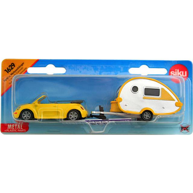 Siku 1629 VW Beetle Cabrio gelb mit Wohnanhänger "Summer Holiday" (Blister)