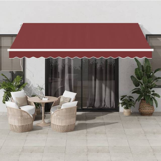 vidaXL Automatic Retractable Awning with LED Burgundy 400x300 cm - Red