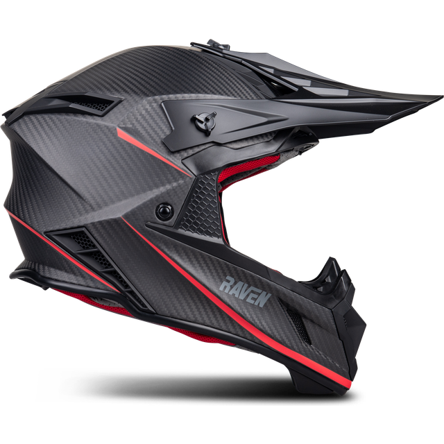 Raven Ipsum Evo Crosshjälm Matt Kolfiber Svart-Röd