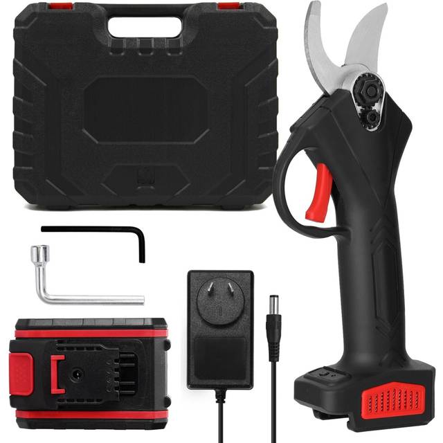 (1 battery AU Plug) 21V Cordless Electric Pruning Shear Rechargeable 1200mAh Lithium Battery Charger Powered Tree Branch Pruner Garden Clippers 30mm