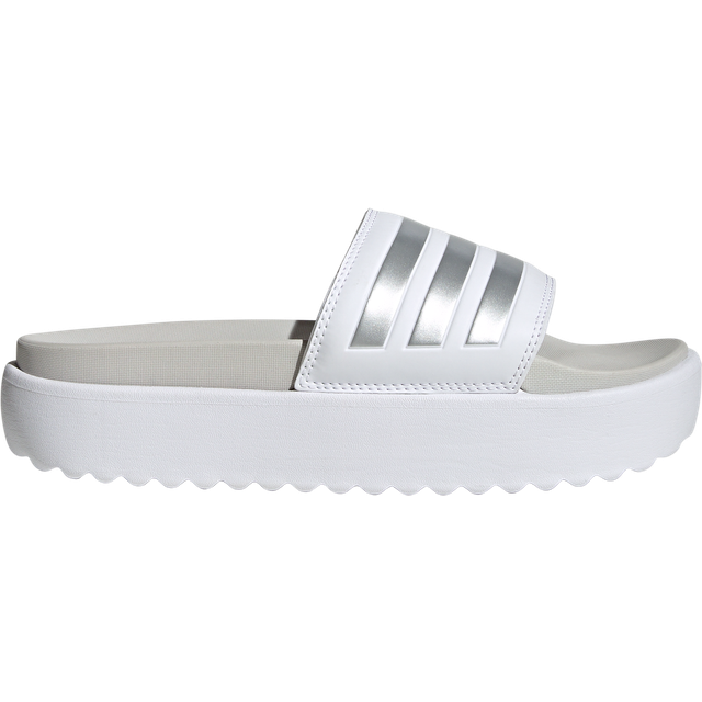 adidas - Women's Adilette Platform Slides - Sandals size 7, white/grey