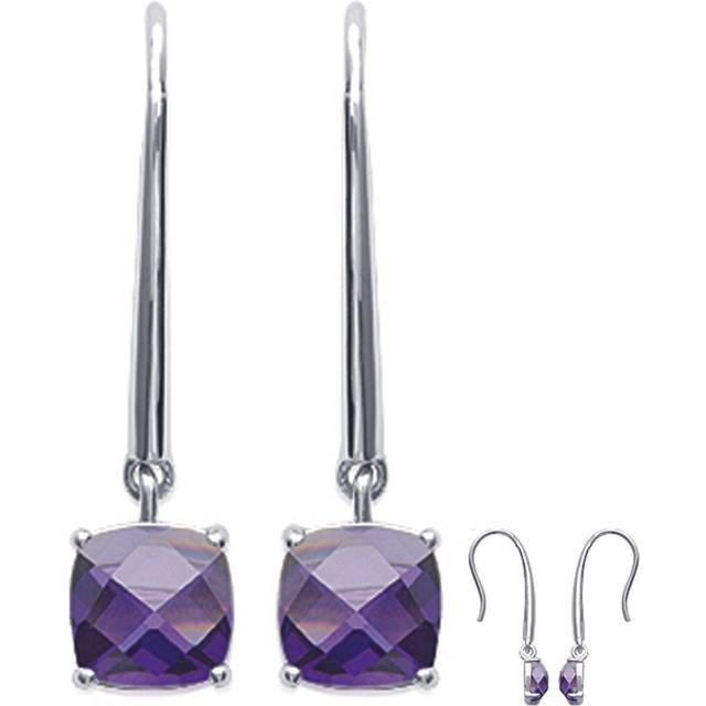 Les Trésors De Lily [K3810] - Silver 'Unika' ametist silverörhängen (rhodiumpläterade) - 6x6 mm violett