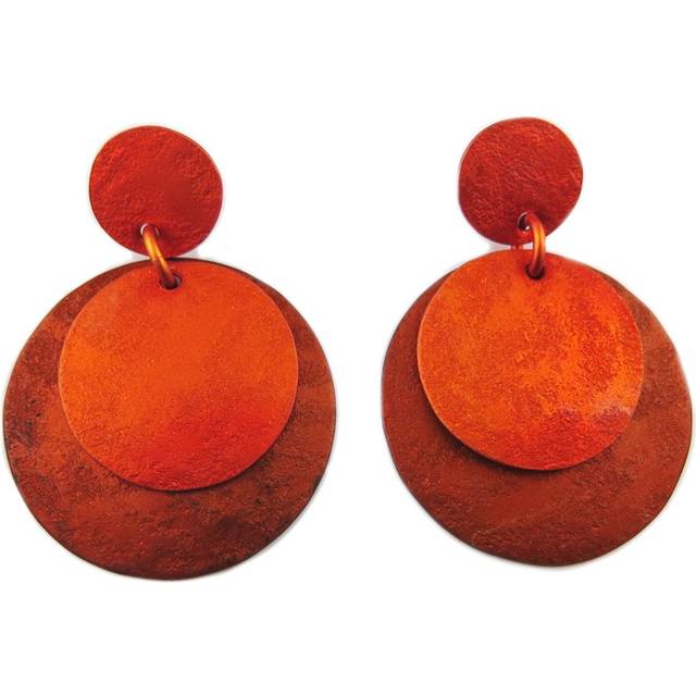 Les Trésors De Lily [R1251] - Orange 'Aluminirock' handgjorda örhängen - 5x3. 5 cm orange