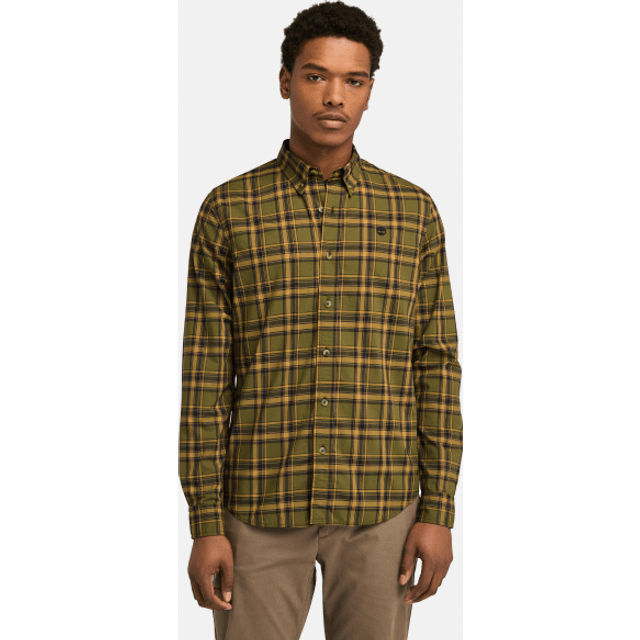 Timberland Stretch Poplin Check Shirt Skjorta Herr Storlek S Färg brun