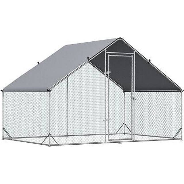 Chicken run one room galvanised chicken coop hen house w/ cover 2.8 x 1.9 x 2m