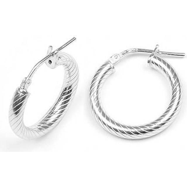 Les Trésors De Lily [M9465] - Silver Hoop Earrings 'Maille Omega' silver (rhodium plated) - 35x3 mm silver