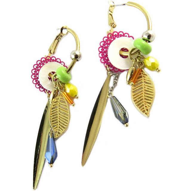 Les Trésors De Lily [Q1314] - Designer hoop earrings 'Acapulco' multicolored gold - 30x20 mm 70x19 mm multicolour
