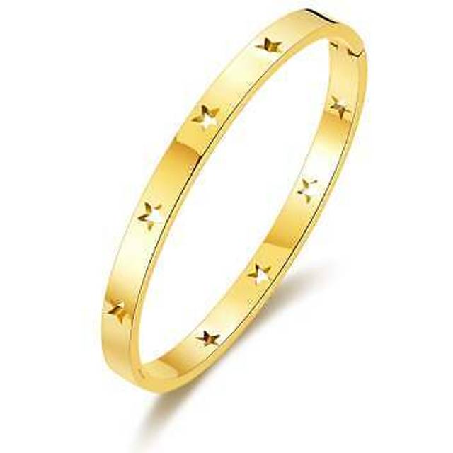 Gold Plated Stainless Steel Star Bangle (7 Inch)