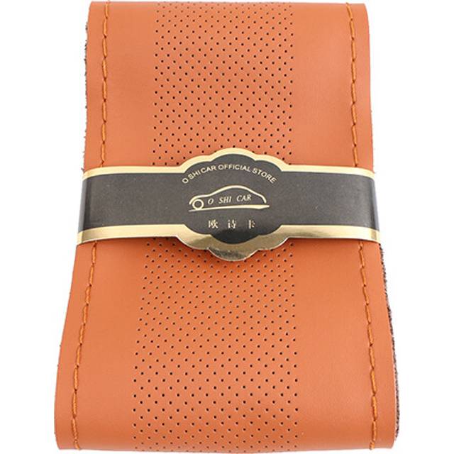 (38cm Orange) Top Genuine Leather Steering Wheel Cover Breathable Design/Auto Steering-Wheel