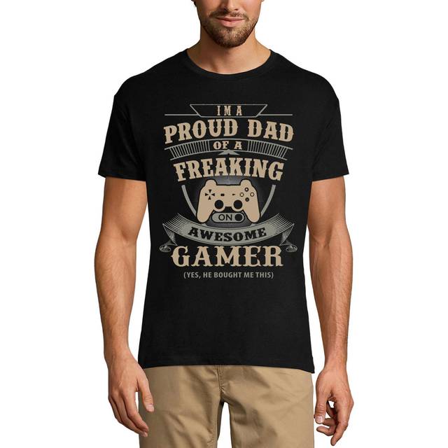 T-shirt herr I'm Proud Dad Fantastisk spelare - present till fäder - spel XS svart