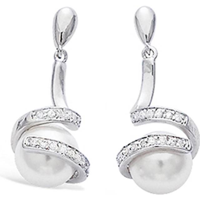 Les Trésors De Lily [L0746] - Silver Earrings 'Sissi' silver ivory (rhodium plated) - 27x10 mm white