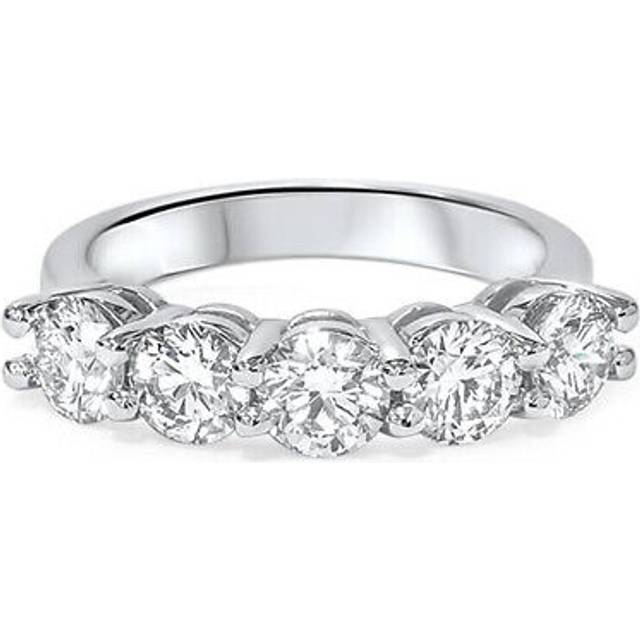 G/vs 2 Carat 5-stone Round Lab Created 100% Diamond Wedding Ring 14k White Gold
