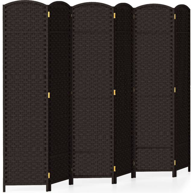 Costway 6-Panel Room Divider Folding Privacy Screen with Hand-woven Texture-Brown, Brown