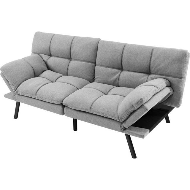 2 Seater Convertible Sofa Bed with Reclining Backrest-Grey