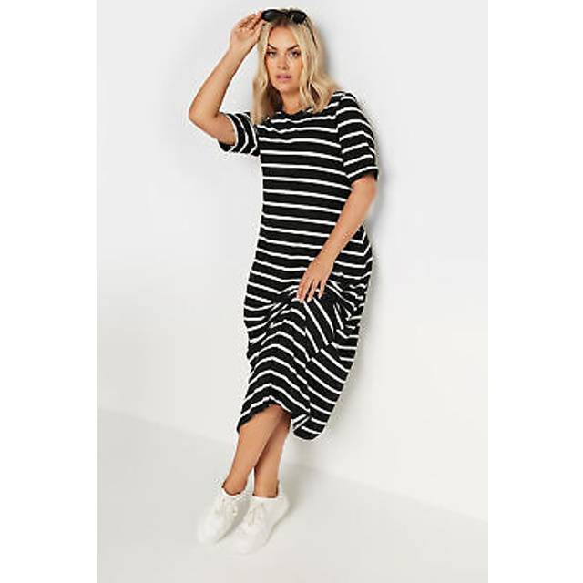 Yours Curve Black Stripe Ribbed Maxi Dress, Women's Curve & Plus Size, Yours - 34-36