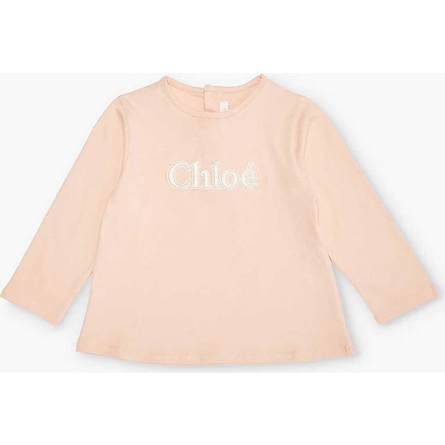 Chloe Girls Long-Sleeved Logo-Embroidered T-Shirt, Size 2Y - Pink (Size 2Y)