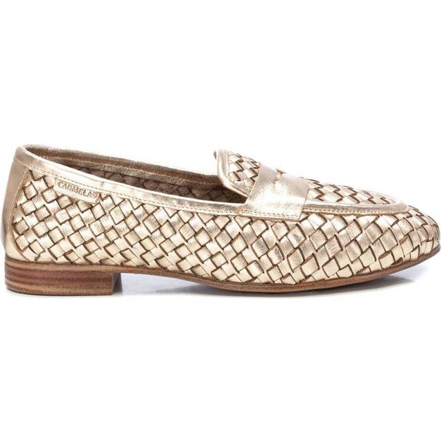 Carmela for woman. 16130201-ORO Leather Moccasins 161302 golden (37), Flat, 1 to 3 cm, None, Casual