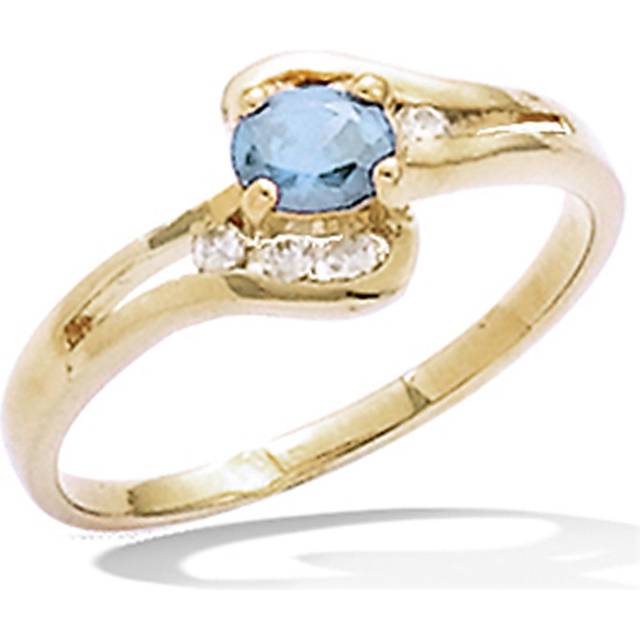 Ring Gold Plated 'Celestina' golden blue topaz - 8 mm 56 turquoise