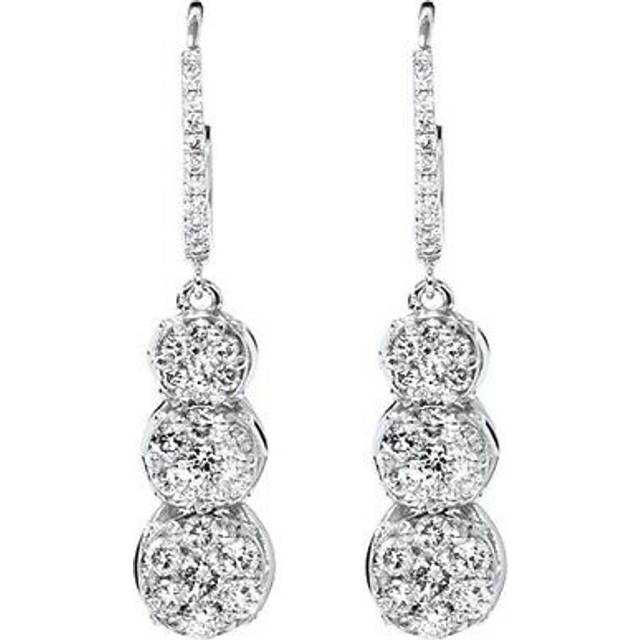 1ct Dangle Pave Diamond Earrings & Hoop 14k White Gold 1/4 Tall