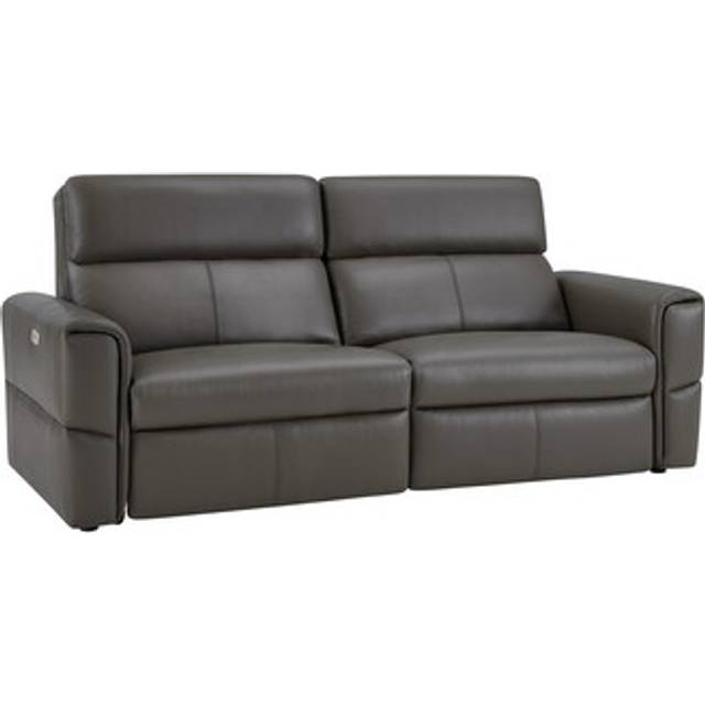 Dark Grey Leather Sofas - 3 Seater Electric Recliner Sofa - Samson Range - Oak Furnitureland