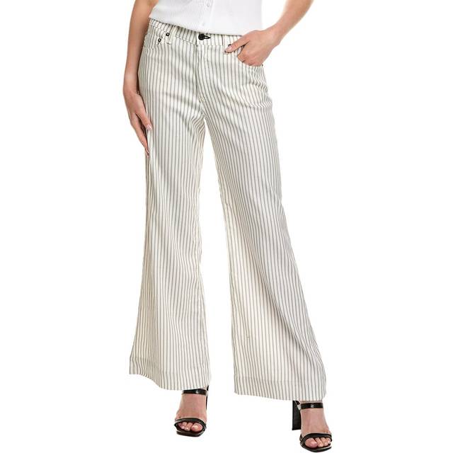 ASKK NY Grey Stripe Linen-Blend Wide Leg Jean