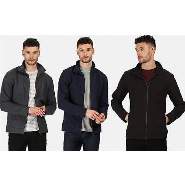 Regatta mens plain full zip fleece jacket top work casual grey navy black