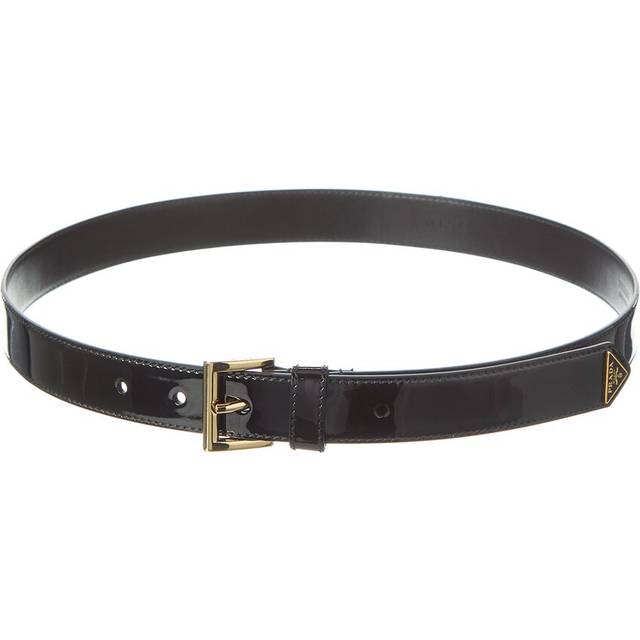 logo-plaque patent leather belt - 80 NERO (80)