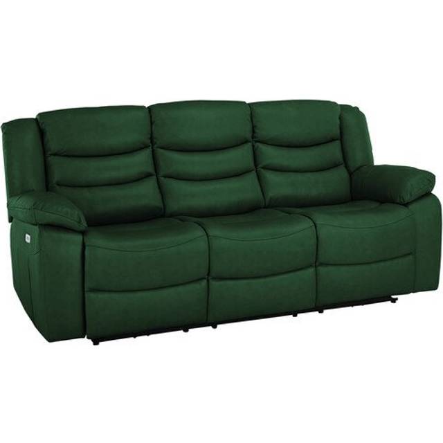 Green Leather Sofas - 3 Seater Electric Recliner Sofa - Marlow Range - Oak Furnitureland