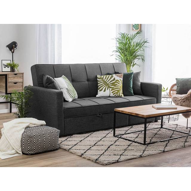 Marino Linen 3 Seater Sofa Bed - Dark Grey - One Size