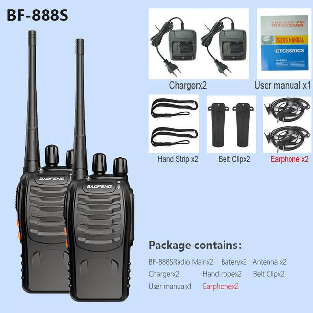 (2PCS BF-888S, American) 2 PCS Baofeng BF-888S Walkie Talkie BF 888s 5W Portable CB Ham Radio Two-way Radio16CH Profession Transceiver Walkies Set