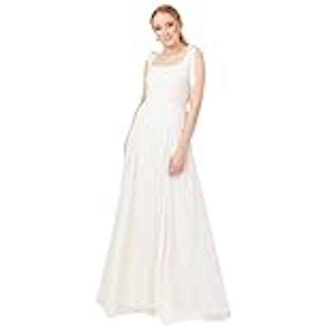 Anaya With Love Shirred Back Tie Shoulder Wedding Dress, Ivory