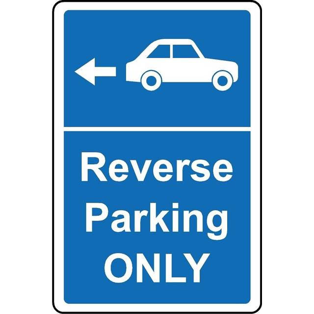 Reverse parking only safety sign - Self adhesive sticker - 200mm x 150mm