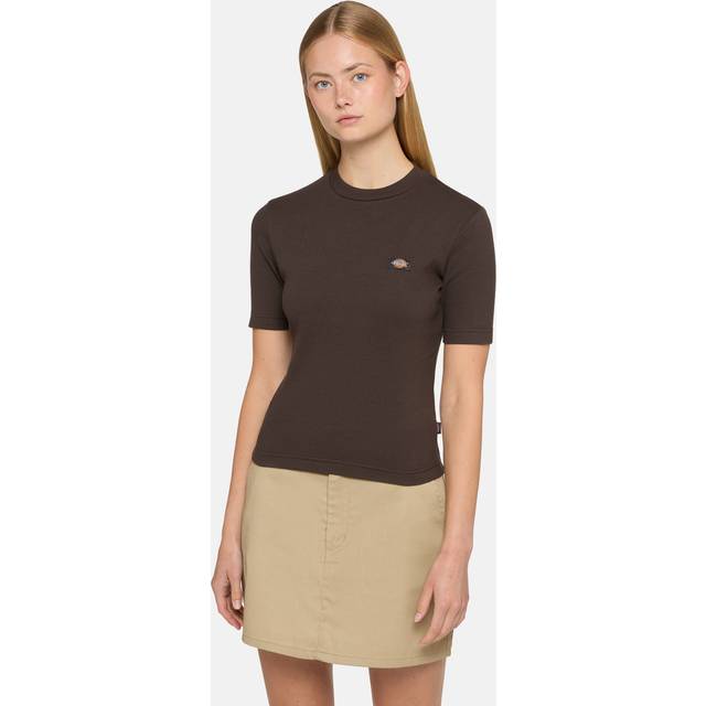 Dickies Marysville Short Sleeve T-Shirt Woman Dark Brown Size XXS