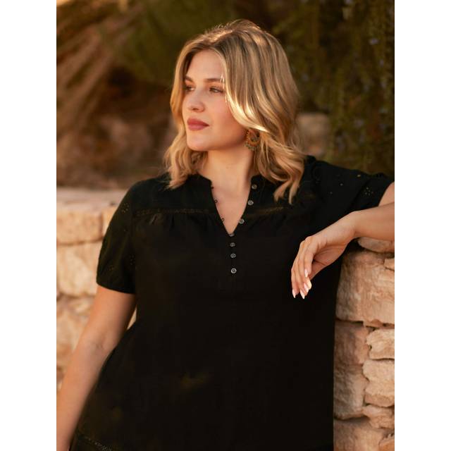 Black Cotton Jersey Broderie Blouse (12)