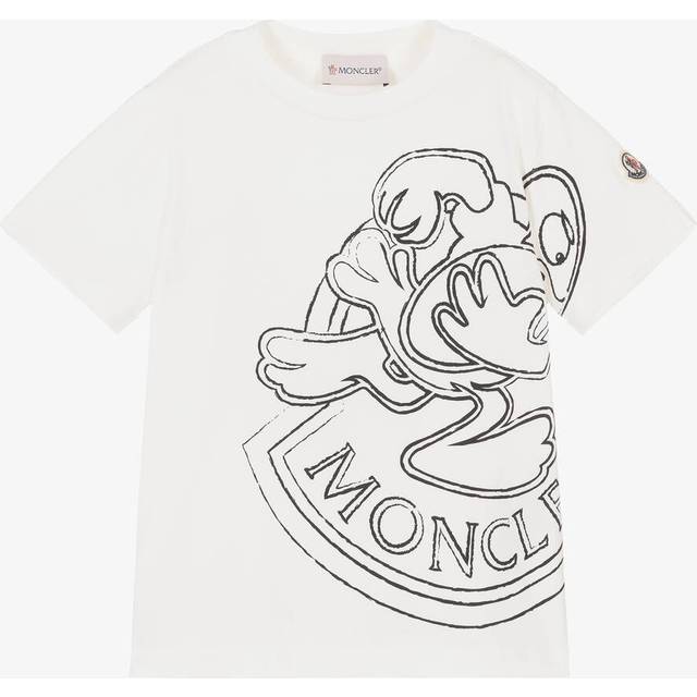MONCLER ENFANT Rugby Patch Cotton T-Shirt, Boy, White, Size: 6Y