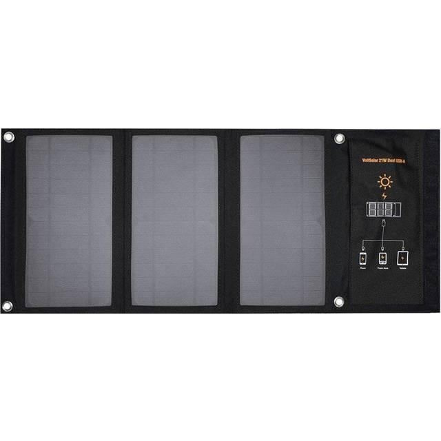 VoltSolar Solcellsladdare, 21W, 2x USB-A - Svart