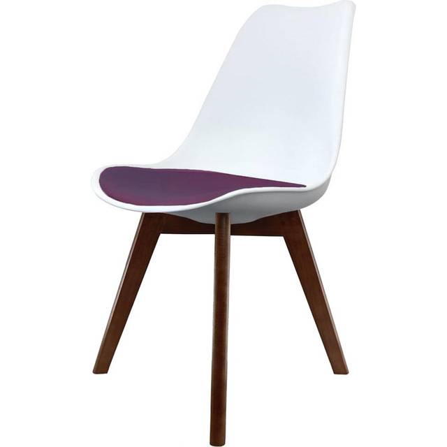 Fusion Living Soho White Plastic Dining Chair with Squared Legs - Aubergine
